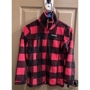 Columbia Fleece Jacket Boys Size Medium 10/12 Black Red Large Buffalo‎ Check